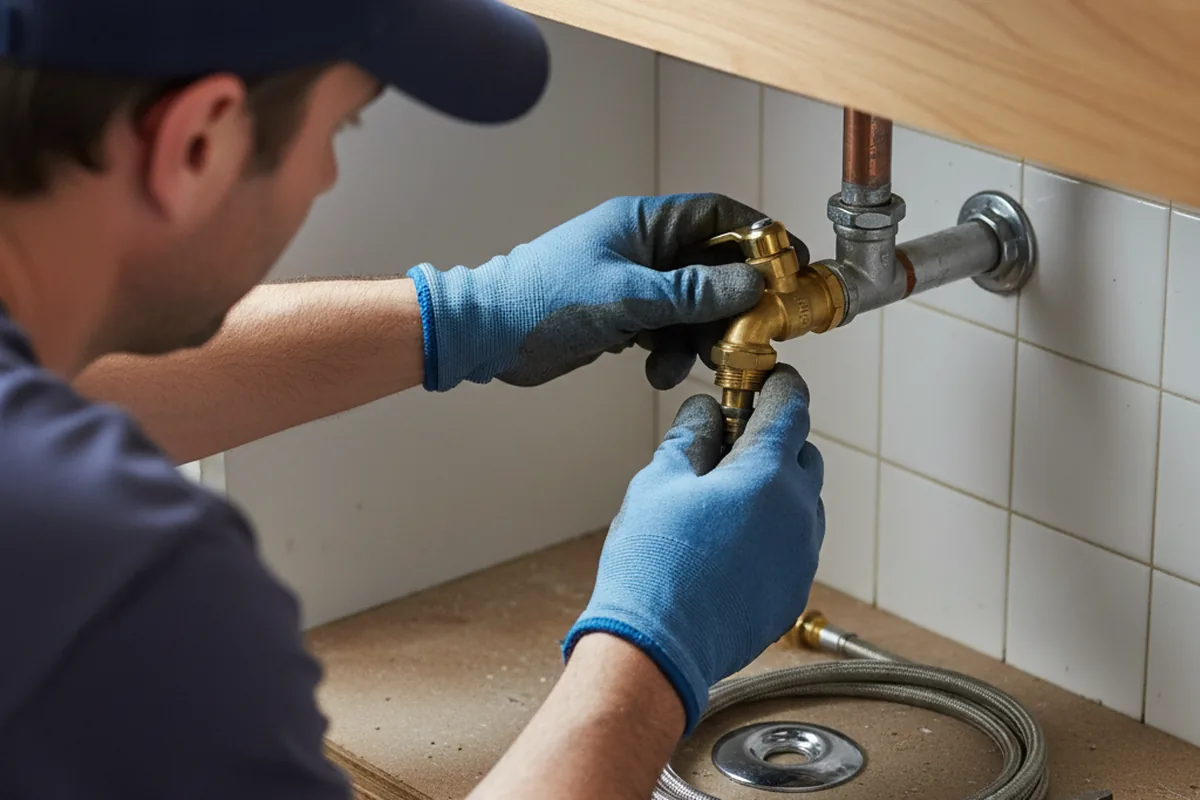 Shutoff valve and fitting work during Burst Pipe Repair in Madison